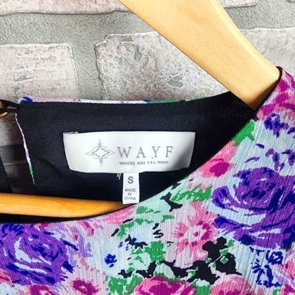 WAYF Spring Floral Long Sleeve Flutter All Over Mini Dress Size S - Picture 8 of 11